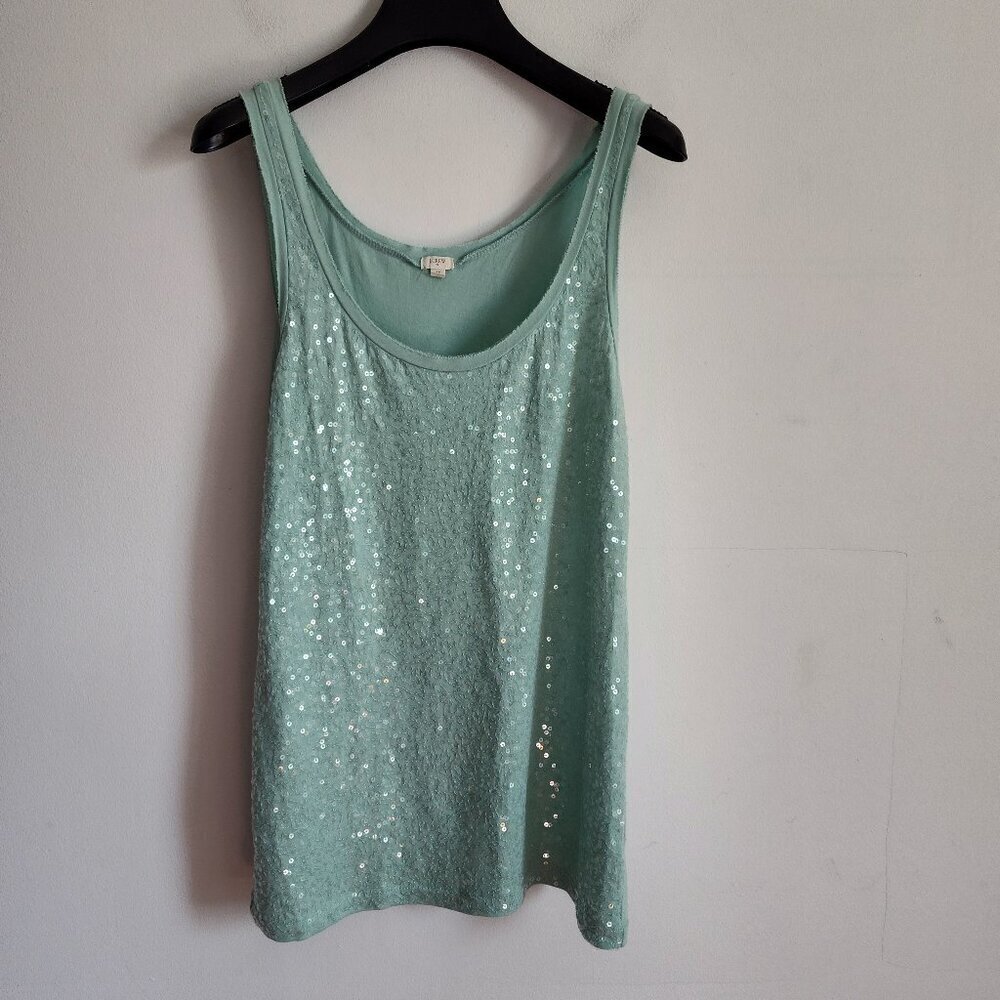 Ladies SZ M J Crew Factory Mint Green Sequin Tank Top